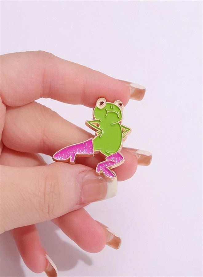 WCRAZYE 2 pcs Pink Glitter Boots Cute Frog Enamel Pins for Women Funny High Heeled Shoes Cartoon Frog Brooches Creative Funny Animals Brooches (Frog) - Image 5